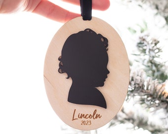 Child Silhouette Ornament, Custom Child Ornament, Keepsake Ornament, Grandparent Gift, Personalized Ornament