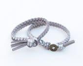 SILVER Essential Oil Diffuser Bracelet, Braided Faux Suede Bracelet