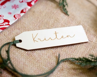 Engraved Christmas Stocking Tag, Personalized Gift Tag, Wooden Tag,  Personalized Ornament, Stocking Name Tag