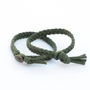 OLIVE GRÜN ätherisches Öl Diffusor Armband, geflochten efaux Wildleder Armband