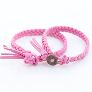 MIDDELLANGE roze etherische olie diffuser armband, gevlochten faux Suede armband