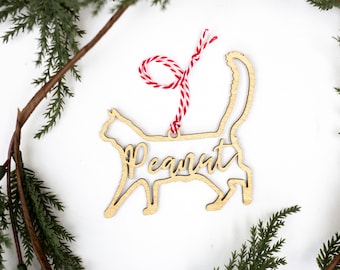 Fluffy Cat Ornament, Long-Haired Cat Ornament, Pet Name Ornament, Custom Pet Ornament, Pet Stocking, Personalized Ornament
