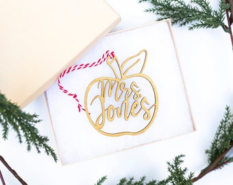 Teacher Ornament, Apple Ornament, Custom Teacher Ornament, Personalized Ornament