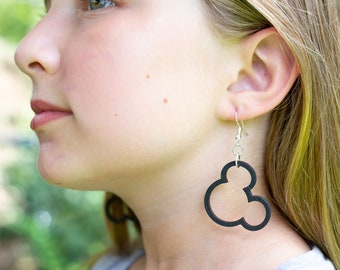 Pendientes de aro de Mickey Mouse / Pendientes de madera / Pendientes de corte láser / Pendientes de aro / Pendientes de declaración