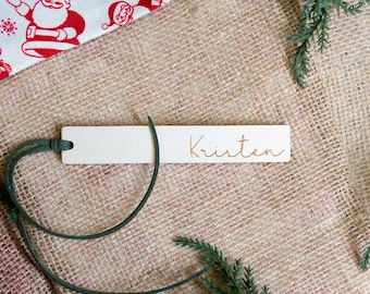 Engraved Christmas Stocking Tag, Personalized Wooden Tag,  Personalized Ornament, Stocking Name Tag