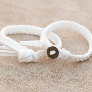 WHITE Essential Oil Diffuser Bracelet, Braided Faux Suede Bracelet