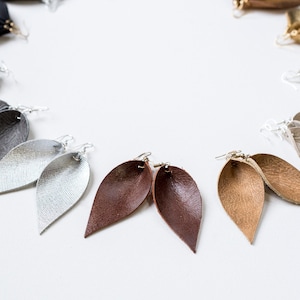 Leather Leaf Earrings, Essential Oil Diffuser Jewelry