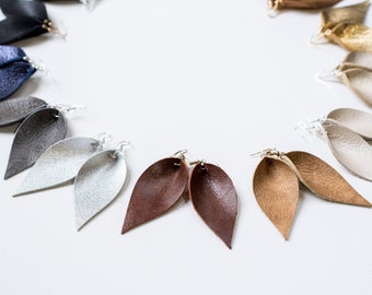 Leather Leaf Earrings, Essential Oil Diffuser Jewelry