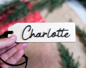 Christmas Stocking Tag, Personalized Gift Tag, Wooden Tag,  Personalized Ornament, Stocking Name Tag