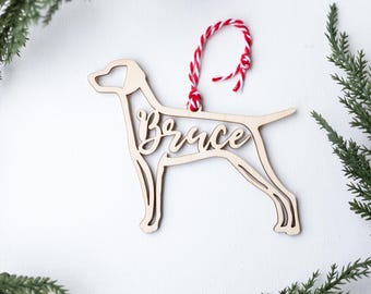 Personalized Vizsla Ornament, Birch Wood Pet Stocking