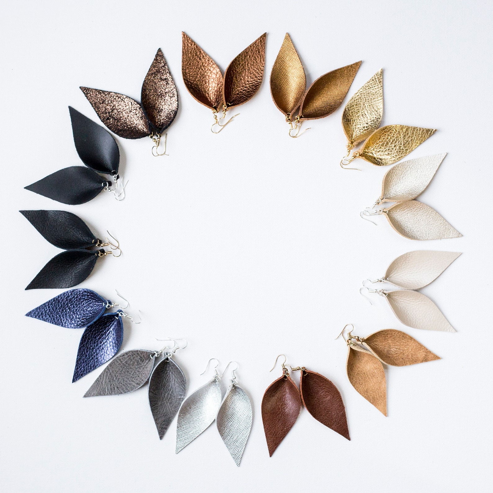 Leather Earrings/ Joanna Gaines Inspired / Leather Leaf Etsy