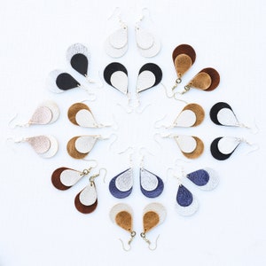 Large Leather Double Tear Drop Earrings/ Large Tear Drop Earrings/ TRIAL