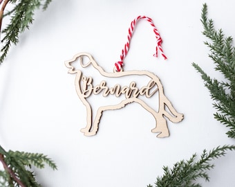 Dog Ornament, Bernese Mountain Dog Ornament, Custom Pet Ornament, Pet Stocking, Personalized Ornament