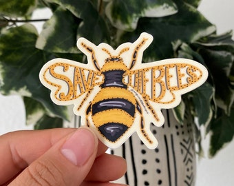 Cute Waterproof Bee Save the Bees Stickers Yellow Water bottle laptop