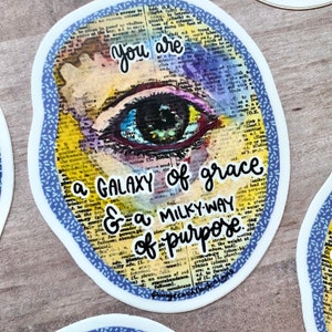 Galaxy Eye Watercolor Vintage Paper Cute weatherproof vinyl Stickers