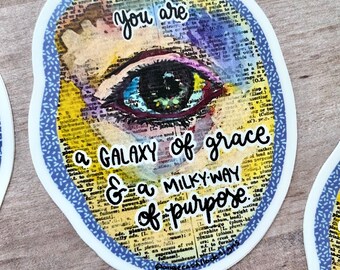 Galaxy Eye Watercolor Vintage Paper Cute weatherproof vinyl Stickers