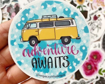 Adventure Awaits weatherproof vinyl Stickers