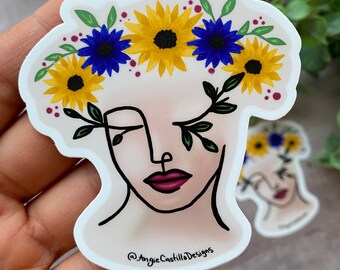 Floral Plant Girl weatherproof vinyl Stickers
