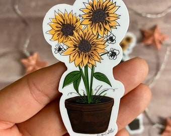 Cute Waterproof Sunflower Quote Stickers