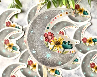 CLEAR MOON Floral Waterproof Stickers