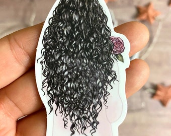 Cute Waterproof Floral Curly Hair Girl Stickers