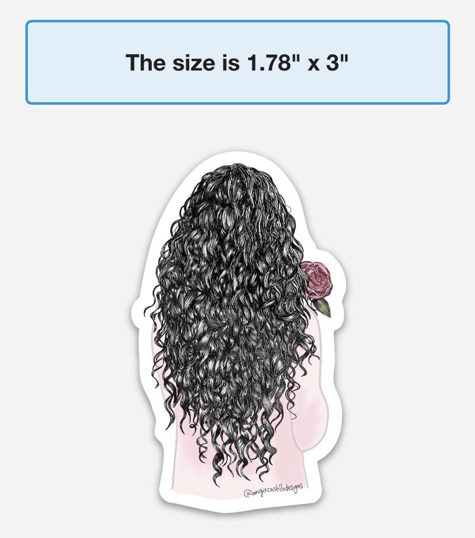 Cute Waterproof Floral Curly Hair Girl Stickers - Etsy
