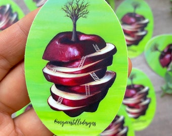 Apple Tree Surrealist Ladder weatherproof vinyl Stickers