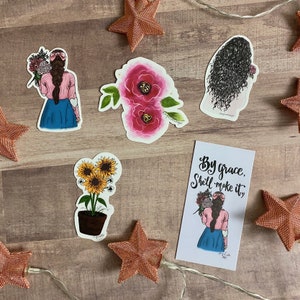 Cute Waterproof Floral Curly Hair Girl Stickers - Etsy