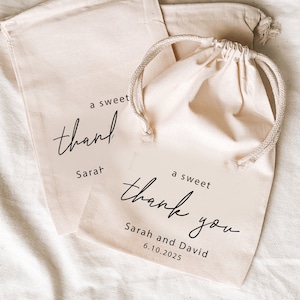 A Sweet Thank You - Custom wedding Favor - Mini drawstring Bag - Bridal Shower Favor Bag - Wedding Favor Ideas - Baby shower Thank you Bags