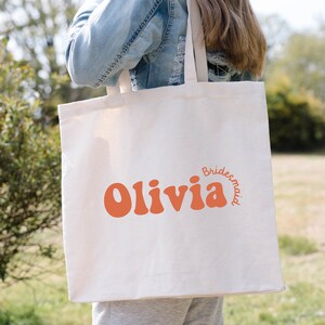 Personalized Bridesmaid Gift Bags-  Custom Groovy Bridesmaid Tote Bags - Wedding Hotel Welcome Bag