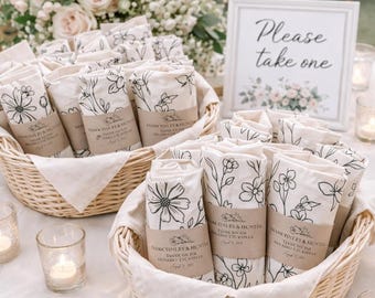 Custom Wedding Favor  Organic Cotton Tote Bags: Bulk Floral Cotton Welcome Bags