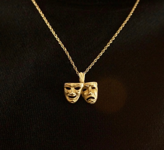 14k Gold Tragedy Pendant - image 3