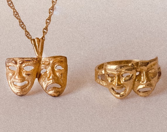 14k Gold Tragedy Pendant - image 2