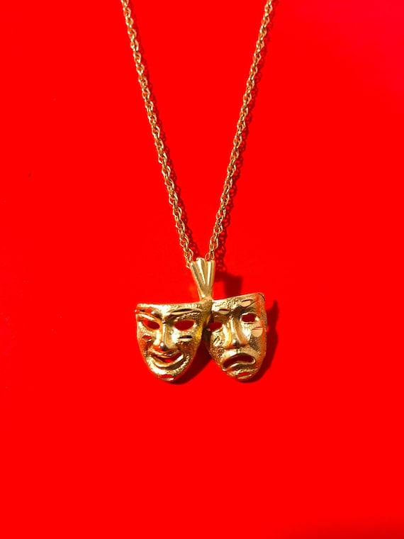 14k Gold Tragedy Pendant - image 1