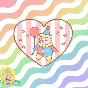 2&quot; Iridescent Cuddly Clown Sticker - Pastel Circus Clowncore Kidcore Sparkly Nostalgia
