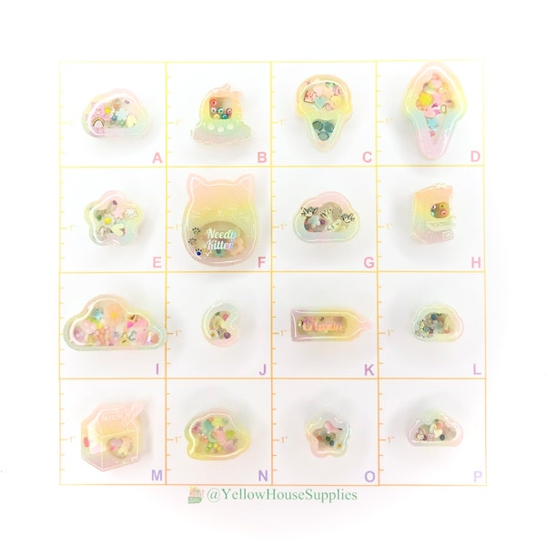 Small Pastel Rainbow Dry Resin Shakers 1" - Flatback Shaker Charms for Deco Projects, Phone Cases - Phone Grip Size Shaker Cabochons