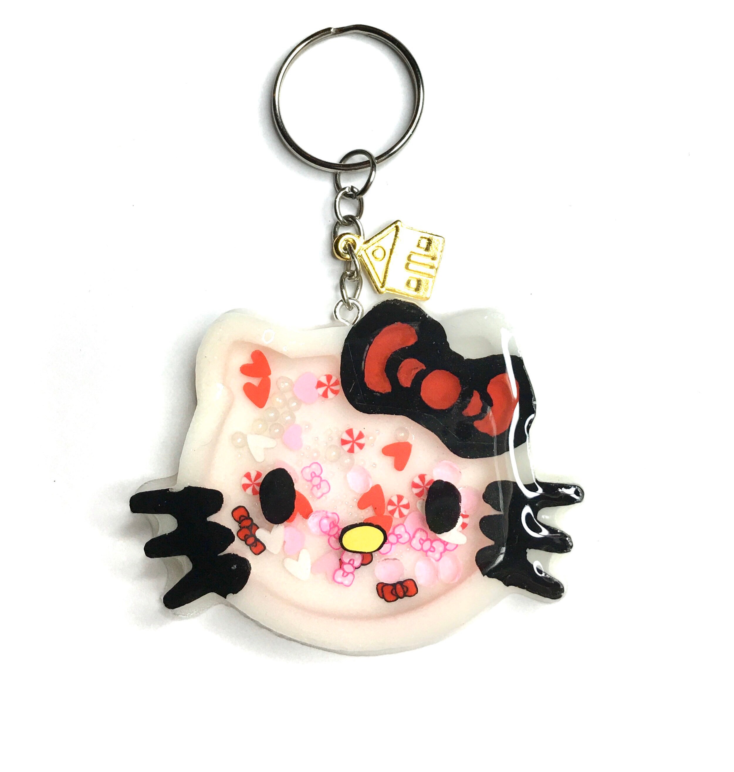 Hello Kitty Resin Handpainted Keychain Bag Charm Liquid Etsy