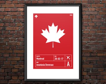 Personalized Montreal airport codes print in a flat metro style. Unique travel print with airport code.