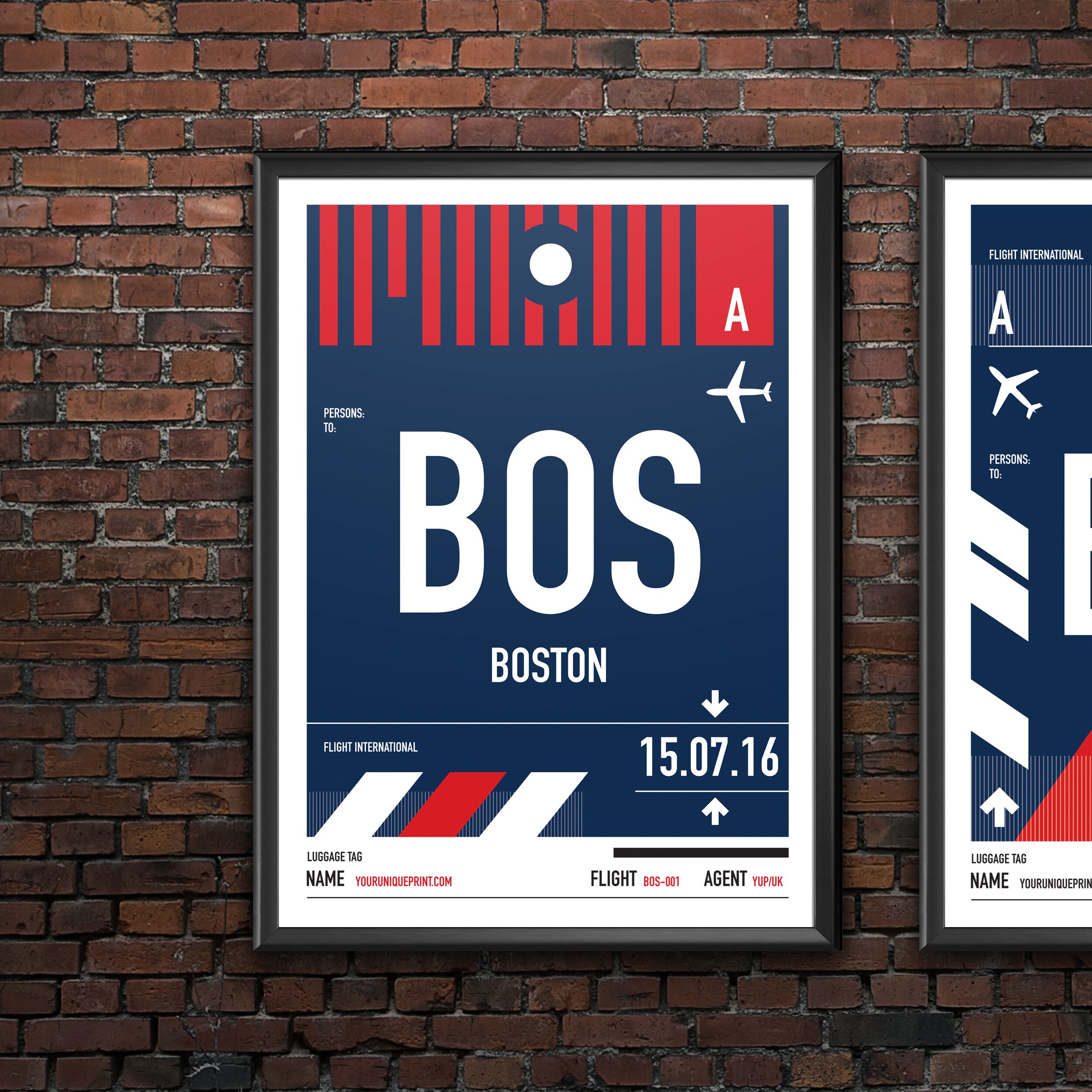 Personalized Boston Bos Airport Tag Print In Style Of Etsy<script async src=
