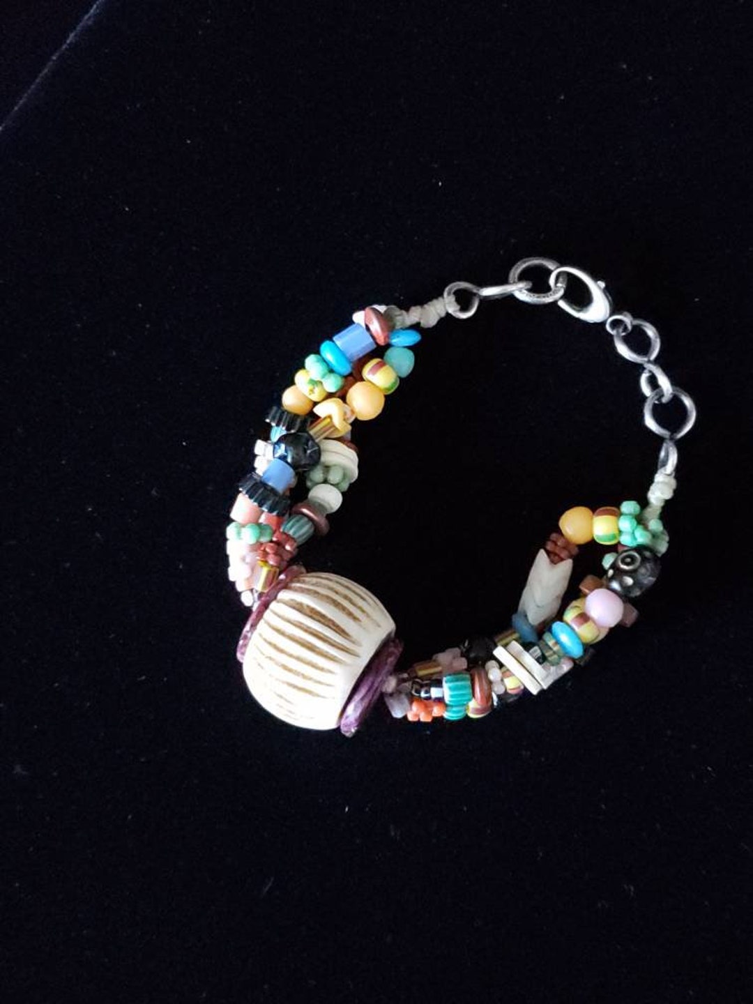 Large African Bone Bead Bracelet. Small African Trade Glass - Etsy