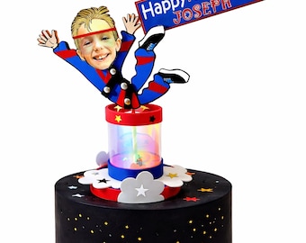Personalized Skydiving Cake Topper: Custom Birthday Party Decoration