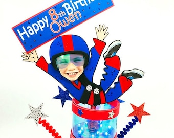 Parachuting birthday cake topper personalized, Indoor Skydiving cake topper customized F1