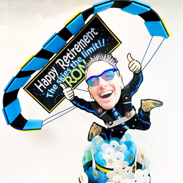 Indoor Skydiving personalized cake topper, Parachute party custom topper for adults F1