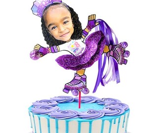 Roller Skate Birthday Cake Topper: 80s Neon Party, Personalized