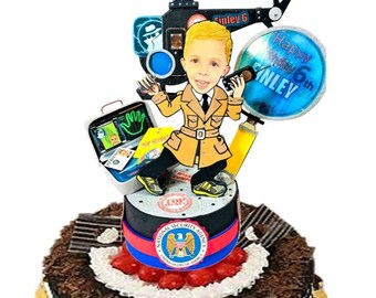 Detective Birthday Cake Topper - Sliver Glitter Mystery Theme Cake Decor For Detective Parties