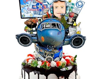 Custom Military Retirement Cake Topper: Personalized Veteran Party Decor
