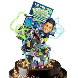 Custom Video Game Birthday Cake topper, Level Unlocked Party Centerpiece, Gamer controller cake topper, Gaming Birthday Decoration
