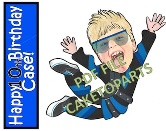 Skydiver Birthday Cake Topper: Personalized Party Decor (PDF)
