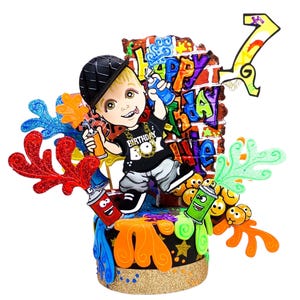 Personalized Paint Splatter Cake Topper: Art Party Centerpiece image 9
