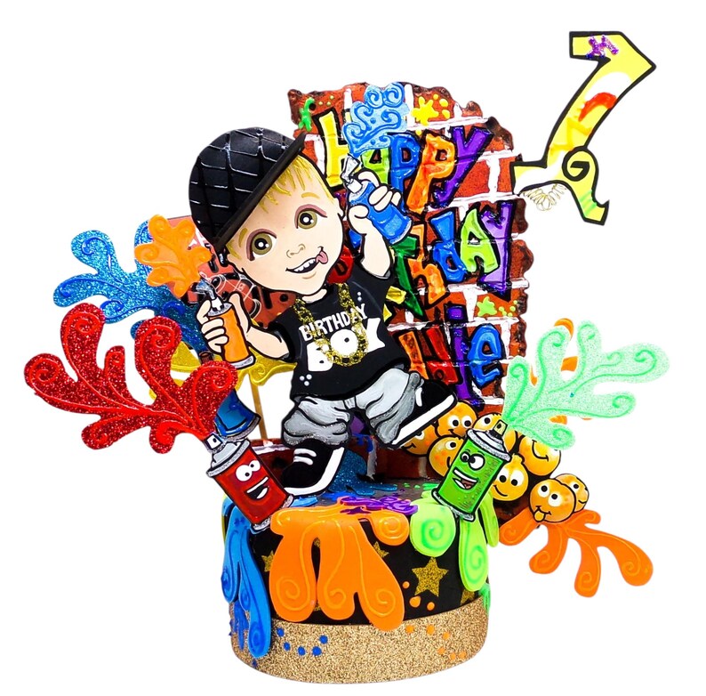 Personalized Paint Splatter Cake Topper: Art Party Centerpiece image 9